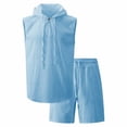 thumbnail image 4 of Men's V-Neck Hoodies Shorts Set 2 Piece Outfits Short Sleeve Sweatsuit Summer Workout Beach Tracksuits, 4 of 7