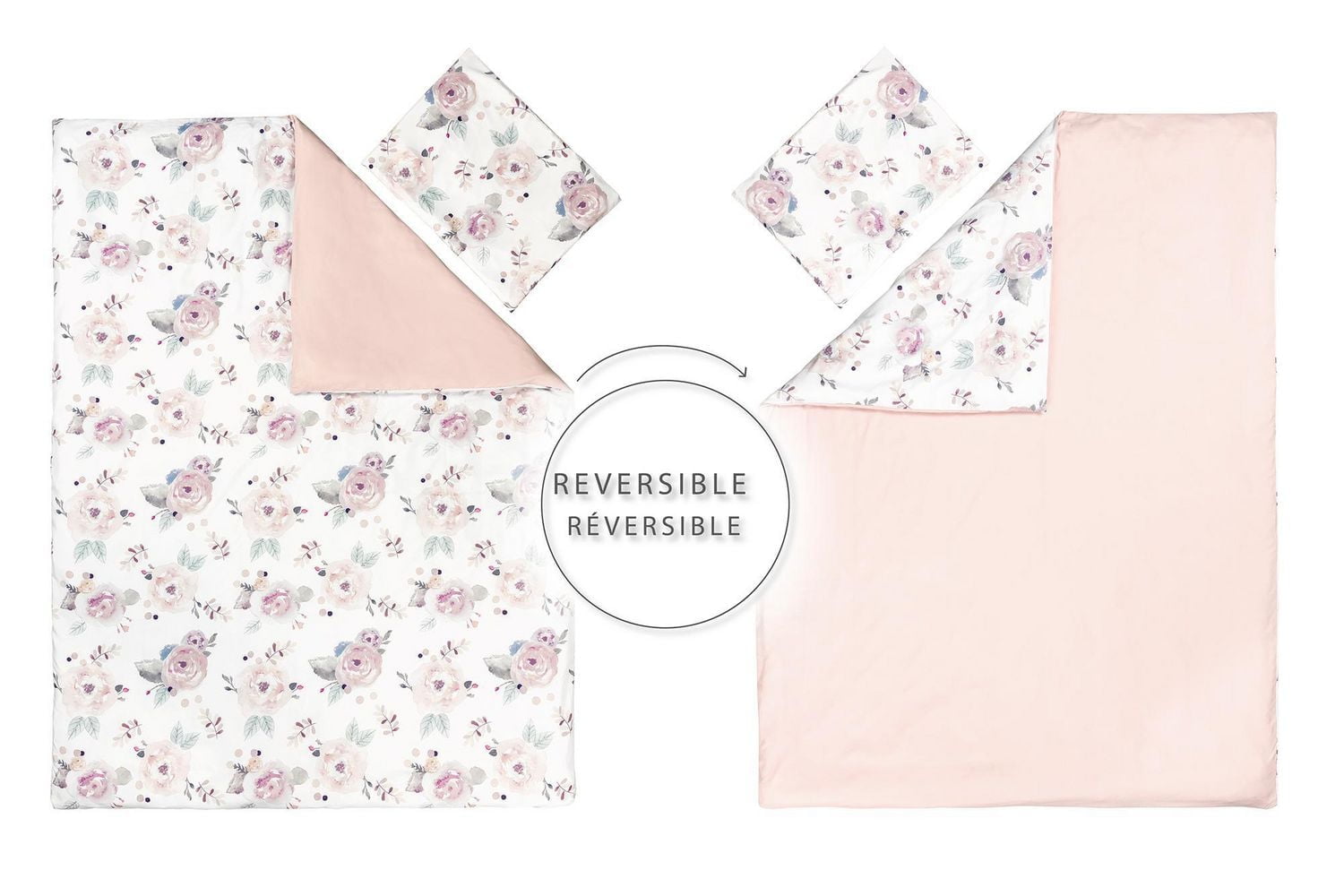 South Shore DreamIt Housse de couette aquarelle Florale-Blanc et rose