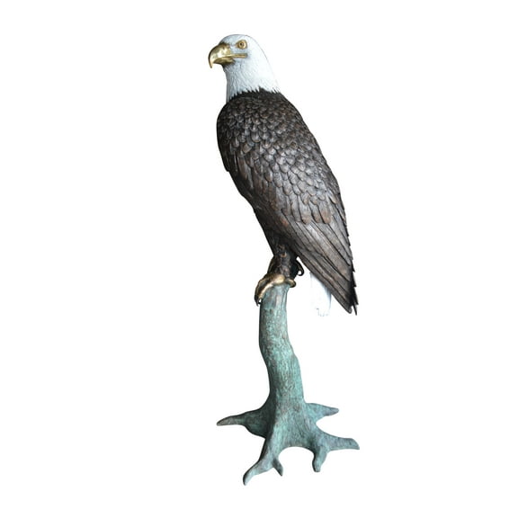 Large Eagle on a branch Bronze Statue - Size: 29"L x 29"W x 74"H.