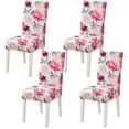 thumbnail image 1 of Fuloon 4 Pack Chair Covers Pink Stretch Spandex Jacquard Slipcover for Home and Banquets (Flowers), 1 of 7