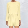 thumbnail image 2 of Two Piece Sets for Women Summer Plus Size Fashion Solid Color Loose Wide Leg Short Shirt Shorts Casual Set Short Sleeved Round Neck Top/shirt Set, 2 of 6