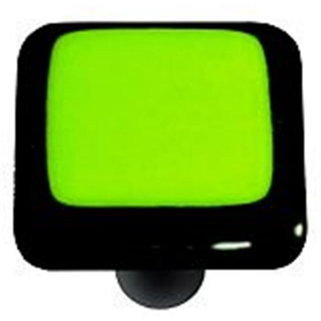 Hot Knobs HK5004-KB Black Border with Spring Green Square Glass Cabinet Knob - Black Post