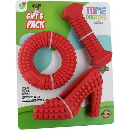 TOME DOG TOYS for Aggressive Chewers – Teething Toys Dog Toothbrush for Small and Medium Dogs for Mental Stimulation Gift 3 Pack