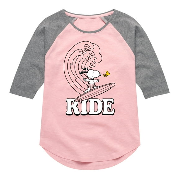 Peanuts - Wave Ride - Toddler And Youth Girls Raglan Graphic T-Shirt