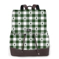 thumbnail image 1 of Disketp Green White Christmas Tree Lumberjack Plaid Mochila de Cuero para Mujer, Bolso de Espalda Antirrobo con Estilo para Viaje, Trabajo y Uso Diario, 1 of 4