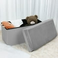 thumbnail image 2 of ZXNYH Folding Storage Ottoman with Seat Back Footstool Space-Saving Room Organizer Cube Box for Seating & Resting (Grey, Large), 2 of 7