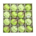thumbnail image 2 of WWC Christmas Ball Ornament Set, 16 pcs Soft Satin Brushed Christmas Balls with Glitter Beaded, Christmas Tree Decorations for Xmas Party, Green, 2 of 6
