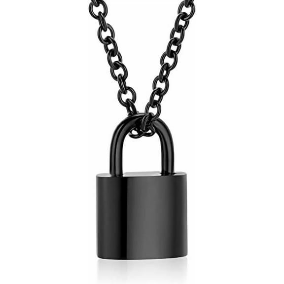 Padlock Necklace Stainless Steel Lock Chain for Men Women Cremation Jewelry for Ashes Urn Necklace Keepsake Memorial Punk Lock Pendant Ashes Holder
