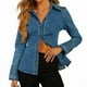thumbnail image 2 of Camisas Vaqueras para Mujer, con Botones, Corte Entallado, Larga, Cuello en V, Chaquetas Vaqueras Ligeras. Azul Vaquero S, 2 of 9