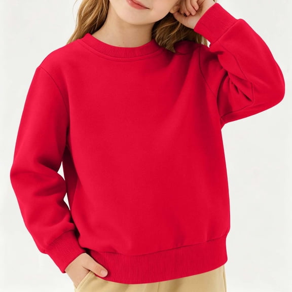 Girls Sweatshirt 14-16 Casual Crewneck Long Sleeve Pullover Sweatshirts for Girls Preppy Solid Sweaters for Teens Cotton Winter Clothing for Teen Girls