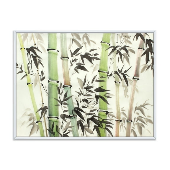 Designart 'The Forest of Bamboo Branches II' Lake House Framed Canvas Wall Art Print