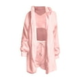 thumbnail image 6 of STETMN Women's Fuzzy Nightwear Set Hooded Cardigan Crop Tank Top Drawstring Shorts 3 Piece Warm Pajama Outfit, 6 of 8