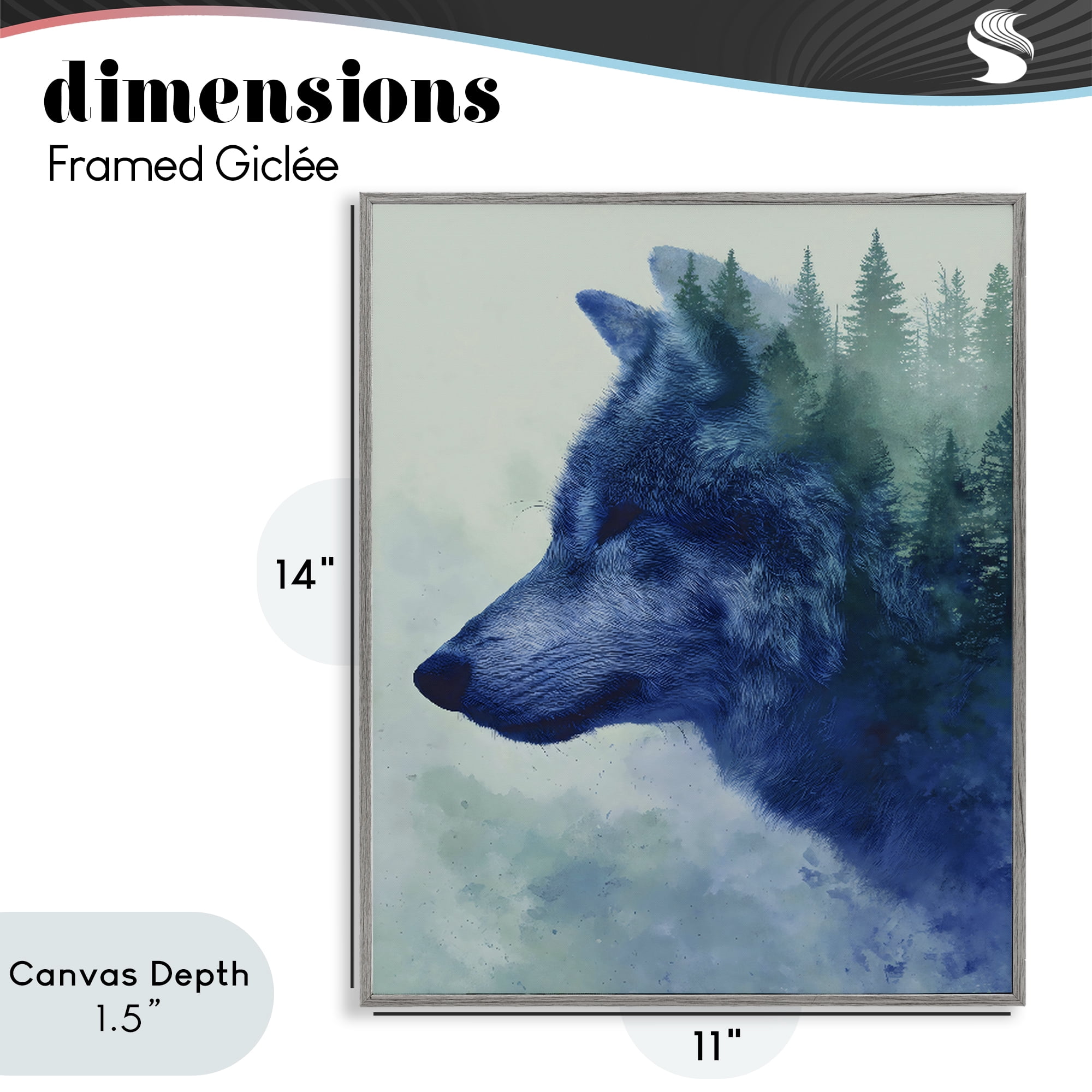 Stupell Industries Indigo Wolf in Misty Pines Gray Framed Giclee Art, design by Franklyn Gregory