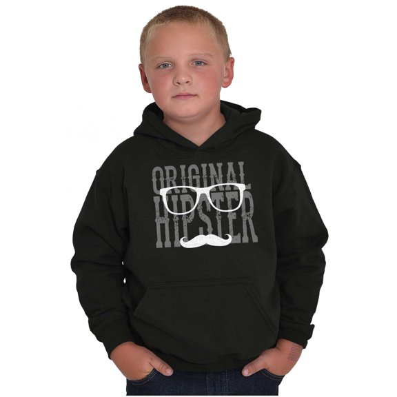 Original Hipster Mustache Blerd Kids Hoodie Sweatshirt Boys Teen Brisco Brands S