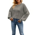 thumbnail image 2 of Lucakuins Suéter de punto para mujer, manga larga, cuello redondo, sólido, suelto, suéter cálido para otoño invierno Lucakuins  moda, 2 of 3