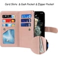 thumbnail image 3 of Wallet Case Compatible with iPhone 11 Pro,[6 Card Slots] [Wrist Strap] [Stand Feature] Detachable 2 in 1 Magnetic Zipper Leather Slim Cover Case for iPhone 11 Pro,5.8 inch Rosegold, 3 of 14