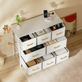 thumbnail image 5 of YILQQPER 8 Drawer Fabric Dresser Accent White Dresser Chest Storage Organizer for Bedroom with WoodBoard and Artificial Leather for Living Room, Hallway, Entryway, Closet, Nursery, Kids Bedroom, 5 of 8