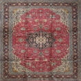 thumbnail image 1 of Ahgly Company Indoor Square Traditional Brown Red Medallion Area Rugs, 5' Square, 1 of 6