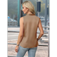 thumbnail image 4 of Womens Summer Sleeveless Silk Satin V Neck Business Casual Tank Tops Khaki M, 4 of 7