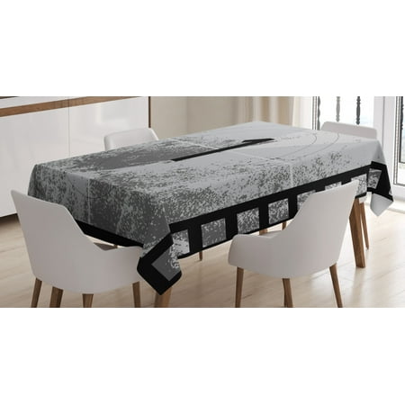 

Old Hollywood Tablecloth Film Countdown Number One on Grungy Style Background Rectangular Table Cover for Dining Room Kitchen 60 X 90 Inches Black Charcoal Grey and Coconut by Ambesonne