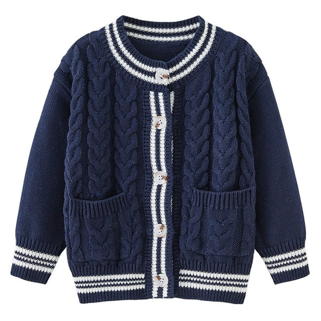Cowsor Garçons Filles Uniforme Scolaire Cardigan Chandail Coton Doux Col en V Tricot Coton Doux Vêtement d'Extérieur