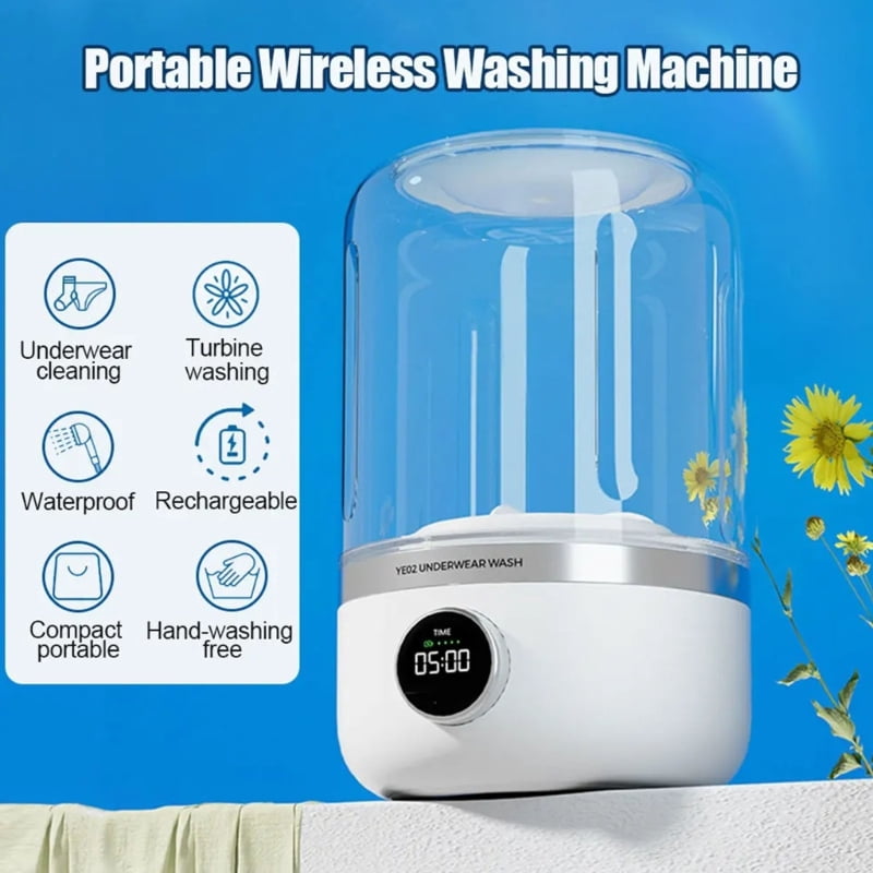 Travel Washer Rechargeable 4000mAh Battery Washer Underwear Cleaner For Underwear Camping Apartment Space Saving