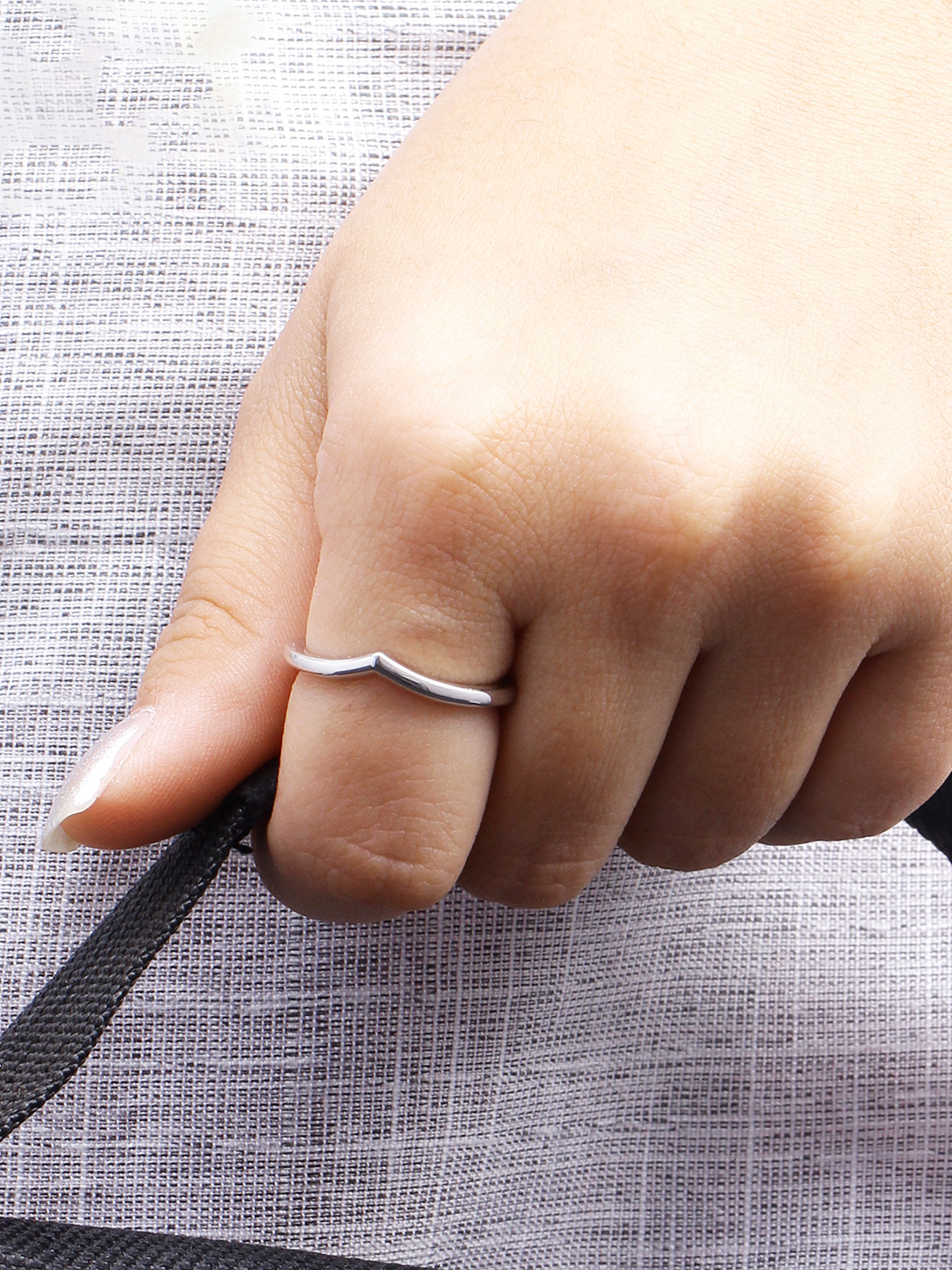 JewelersClub Sterling Silver Wishbone Friendship Ring for Women | Dainty Sterling Silver Promise Ring For Women | Silver Friendship Ring For Women