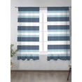 thumbnail image 2 of Sheer Curtains 72 Inches Long 2 Panels Set for Bedroom, Blue Striped Semi Sheer Curtains for Windows, Modern Gradient Abstract Lines Aesthetic Voile Window Treatments Rod Pocket Curtain, 2 of 7