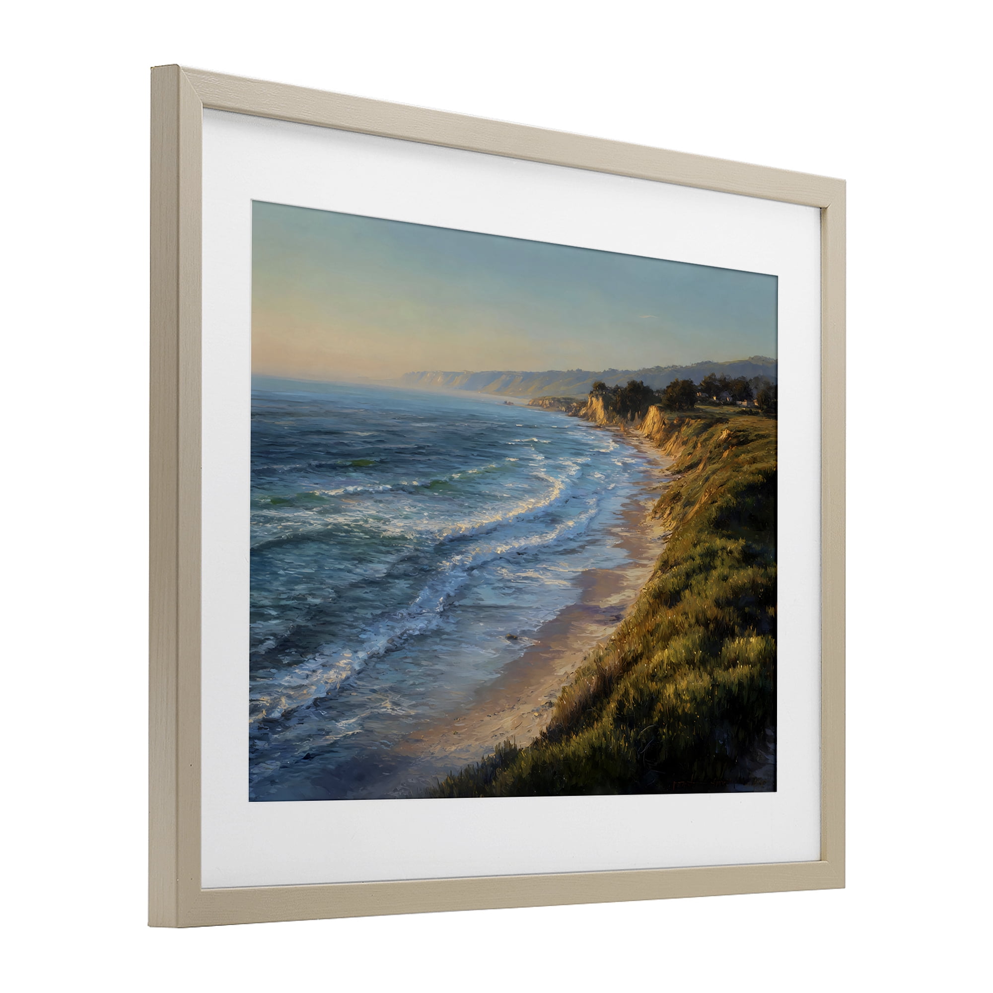 Stupell Industries Rounded Coastline View Birch Framed Print Under Glass, design by Franklyn Gregory