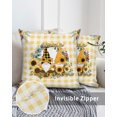 thumbnail image 3 of Waterproof Outdoor Throw Pillows with Inserts 18"x18", Sunflower Soft Decorative Pillowcases for Couch Bedroom, Gnomes Yellow Checkered Eucalyptus Leaves Pillow Covers for Sofa Living Room, 3 of 7