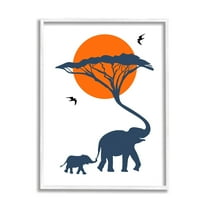 Stupell Industries Modern African Safari Sunny Sky Elephant Family Animals & Insects Painting White Framed Art Print Wall Art, 16 x 20