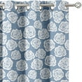 thumbnail image 2 of Vargottam Printed Blackout Curtains - Blue Floral Design, Set of 2 Panels, 42 x 63 Inches - Room Darkening, Thermal Insulated Window/Door Drapes with Grommets, 2 of 9