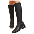 thumbnail image 6 of hopeusnice Square Heel Square Toe Knee High Boot Stretch Fabric On Commute Style Boot Black 38, 6 of 9