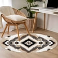 thumbnail image 5 of 3ft Round Rug, Black Brown Non-Skid Rubber Backing Large Area Rugs - Living Room Bedroom Home Office, Boho Vintage Southwestern Ethnic Geometric Indoor Floor Mat Carpets Washable Rug, 5 of 9
