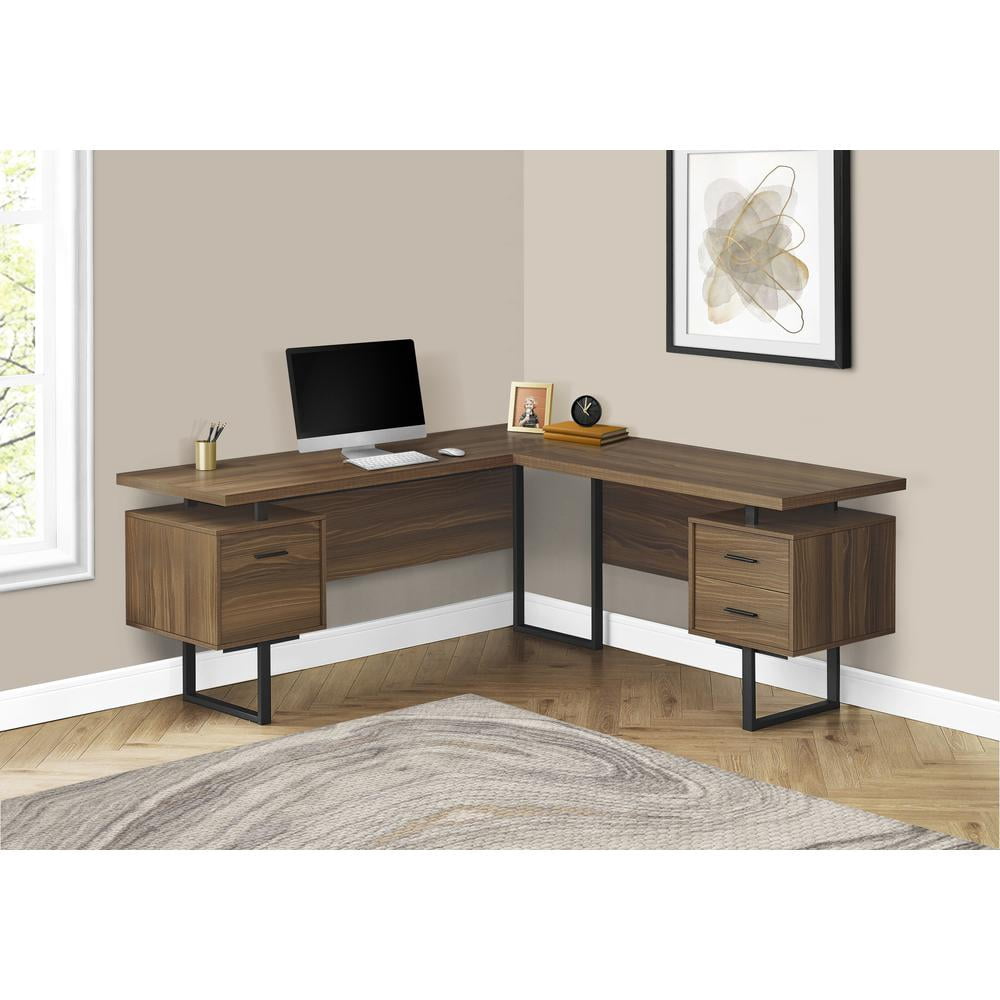 Monarch Specialties Computer Desk, Home Office, Corner, 70"L, L Shape, Work, Laptop, Walnut Laminate