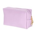thumbnail image 1 of Bolsa de maquillaje cuadrada de cuero PU, organizador de cosméticos impermeable, bolsa de viaje para mujeres (Púrpura claro, Pequeña), 1 of 7