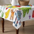 thumbnail image 4 of Children's Day Table Cloth Waterproof Tablecloths, Cartoon Painting Rainbow Rocket Butterfly Tablecloth Dining Table Cover for Kitchen Party Tabletop Outdoor, Square Tablecloth 60x60 Inch, 4 of 9