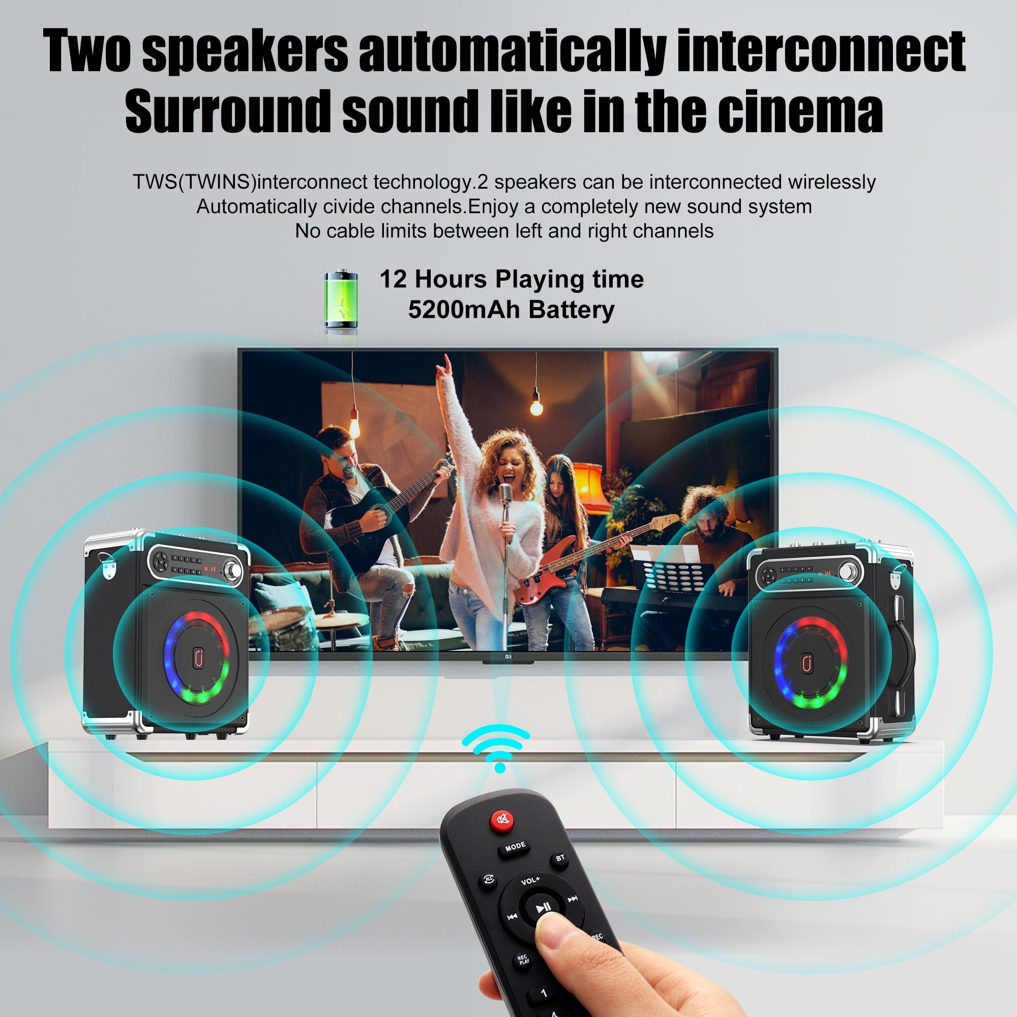 JYX Professional Karaoke Set, Bluetooth Speaker PA System