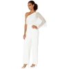 Adrianna Papell Beaded One Shoulder Jumpsuit with Crepe Pants Ivory