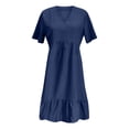 thumbnail image 4 of Vestido de verano holgado para mujer: manga corta, cintura ajustada, fluido, tallas S-XXXL, 4 of 4