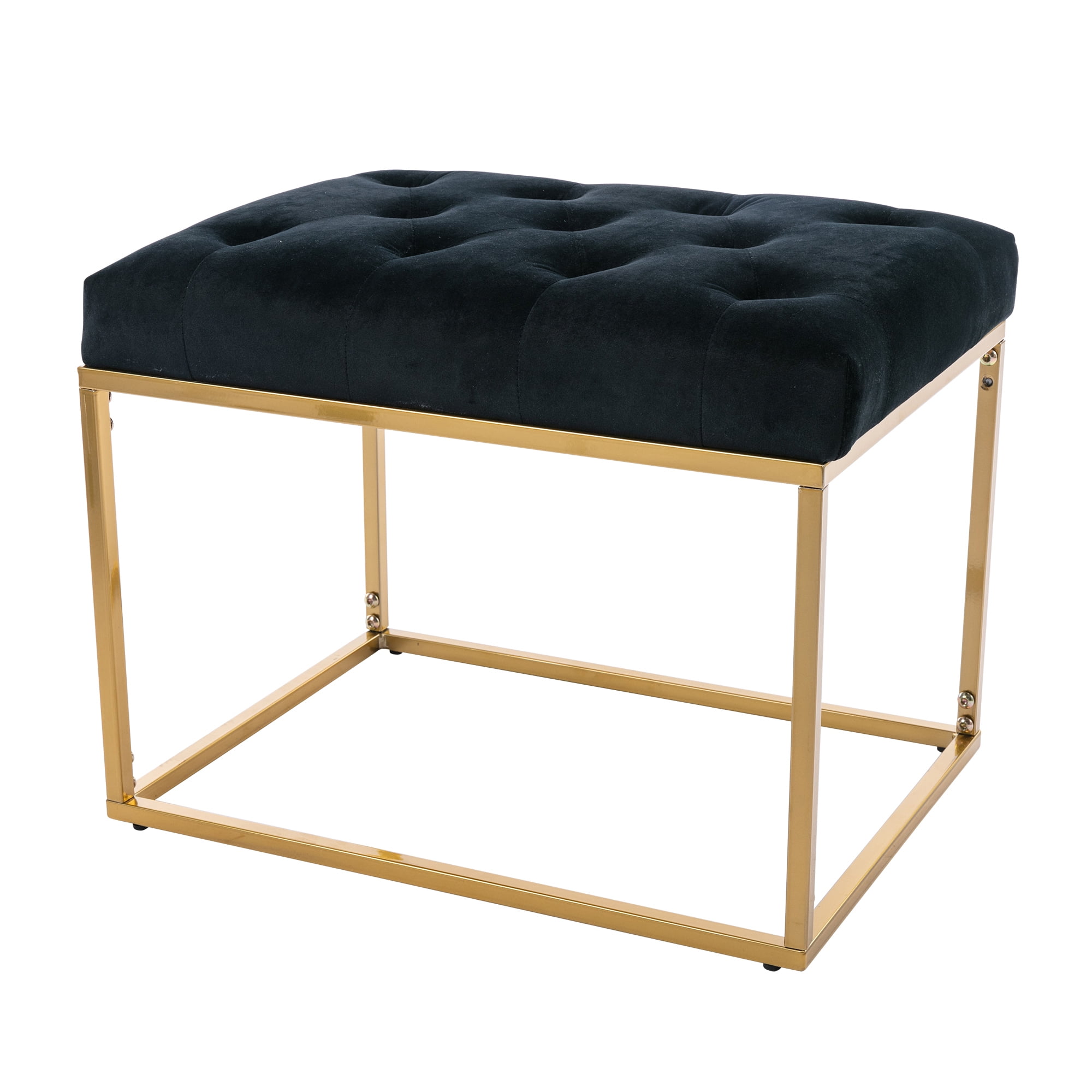 Accent Upholstered Velvet Ottoman Bench Button Tufted Seat Footstool Coffee Table Foot Stool