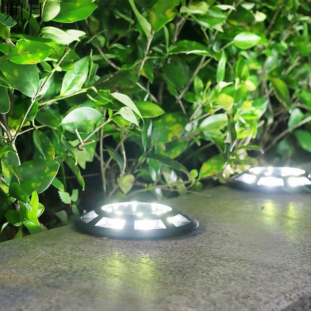 Paquete de 4 luces solares de suelo IP65 impermeables para paisaje, 16 LED, para decoración de patio, camino, jardín (luz blanca)