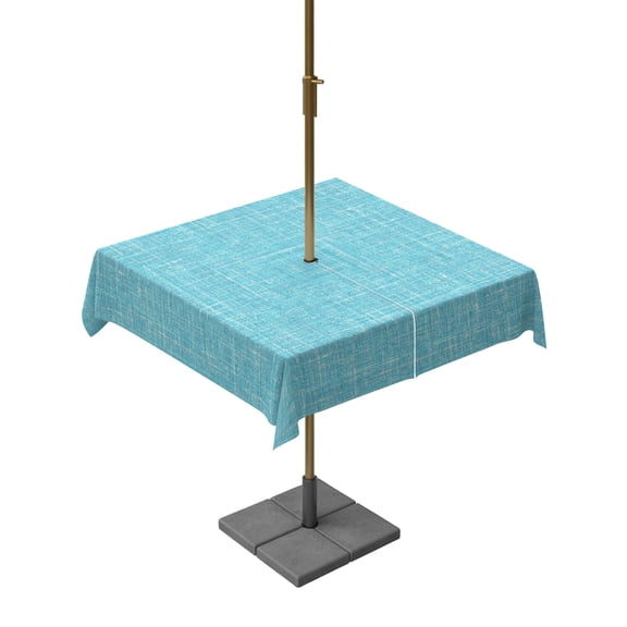 Outdoor Tablecloth with Umbrella Hole and Zipper Aqua Linen Fabric Square Tablecloths 54x54 Inch Waterproof Table Cloths Pure Solid Color Patio Table Cover for Outdoor Tables Picnic BBQS Party Decor