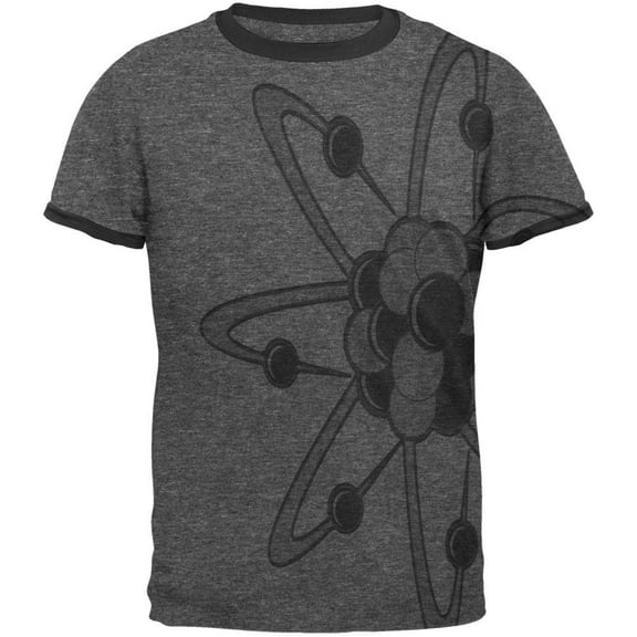 Big Molecule All Over Heather-Black Men's Ringer T-Shirt - Large