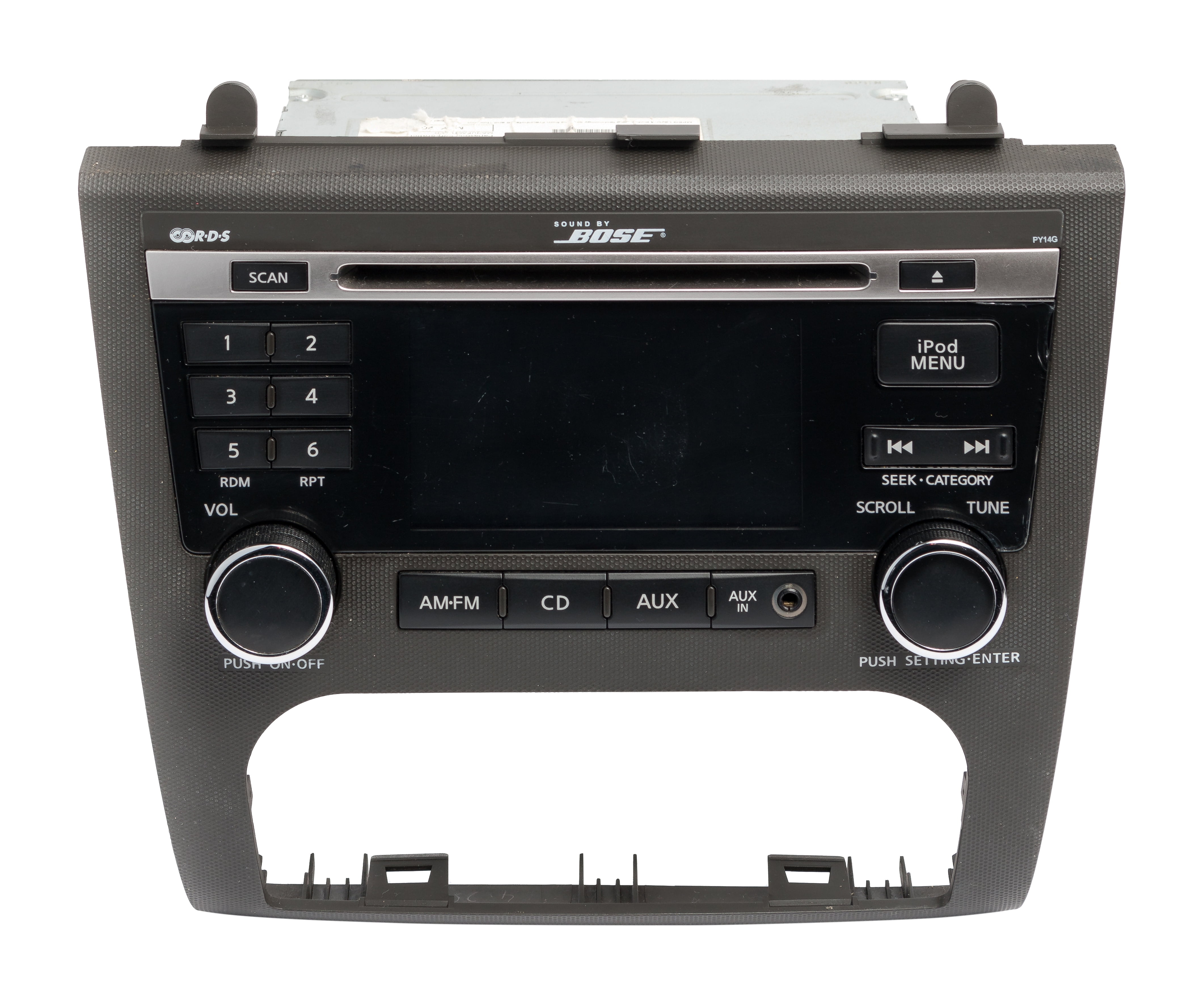 Restored 20102013 Nissan Altima AM FM Radio CD Player and Aux Port 281852X00B Face PY14G (Refurbished)