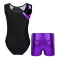 thumbnail image 2 of Alvivi Gymnastics Leotards for Girls Kids Sleeveless Printed Biketard with Shorts Athletic Trackusit Purple 6, 2 of 6
