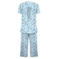 thumbnail image 3 of Tnhcen Women Pajama Set 2 Piece Summer Nightwear Set Henley Neck Short Sleeve Capri Pant With Pockets Ladies Homewear, 3 of 4