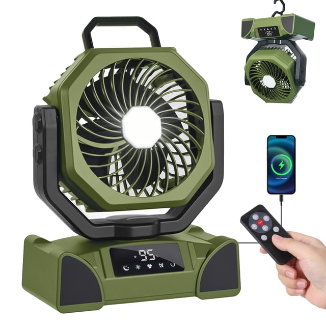 Ventilador de camping OUTTPLY, control remoto recargable de 20000 mAh