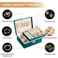 thumbnail image 5 of Gogcaro Green Jewelry Box 2 Layer Jewelry Box 10.4 x 7.7 x 3.9 Inches Jewelry Organizer Tray for Earrings Bracelets Rings Watches (Green), 5 of 7