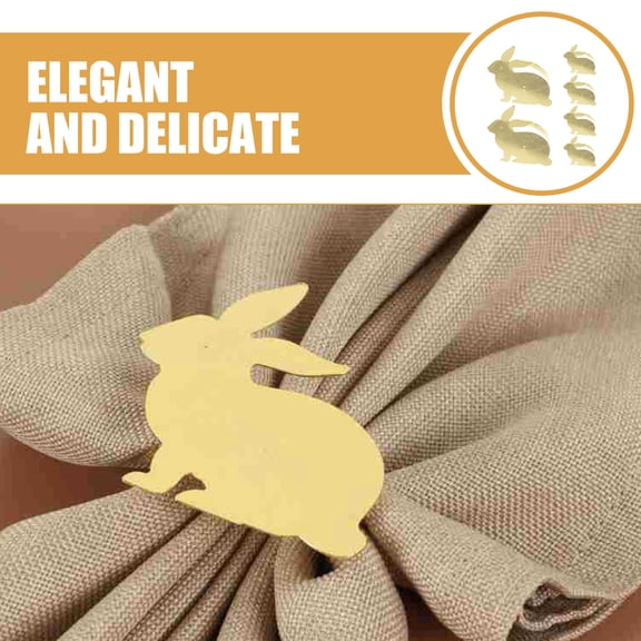 ETHZZLE 6Pcs Golden Zinc Alloy Napkin Rings Easter Bunny Shaped Decorative Napkin Holders